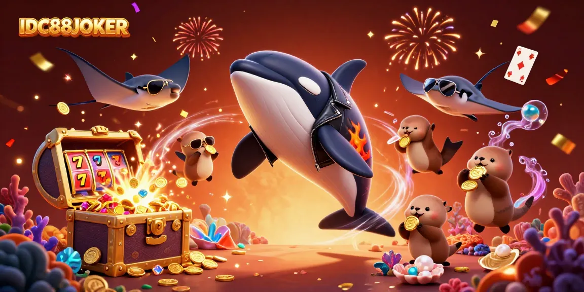 Experience the excitement of IDC88JOKER with thrilling game elements and vibrant characters celebrating winnings.