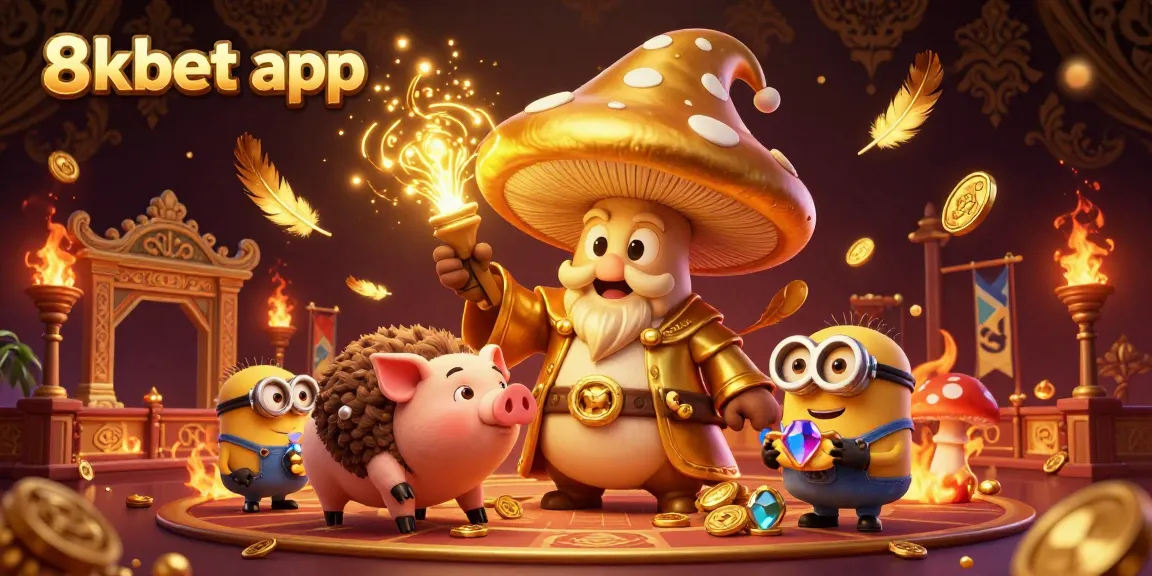 Experience the excitement of 8xbet app with a magical scene of casino characters and dynamic elements.