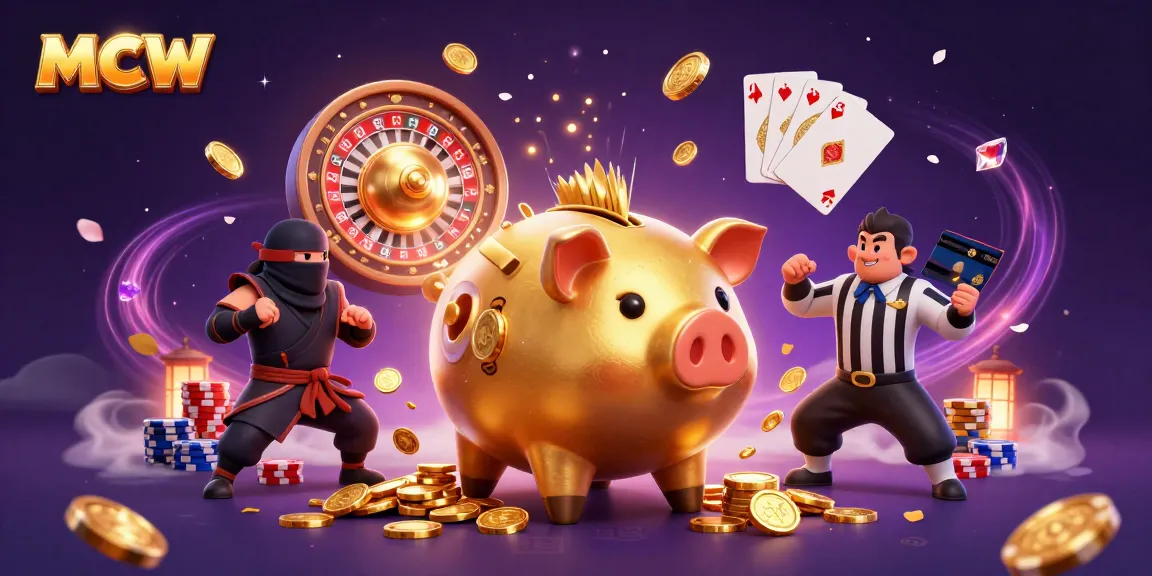Engage with MCW’s thrilling gaming scene featuring characters and casino elements.