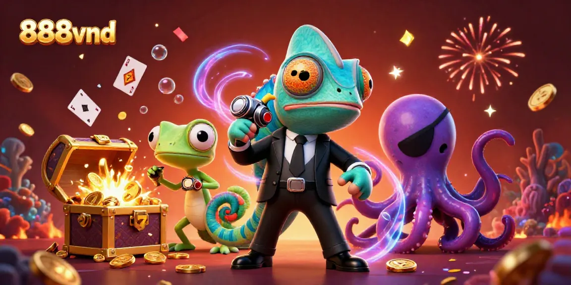Experience thrilling gameplay at 888vnd with our unique casino characters amidst a wealth of treasures.
