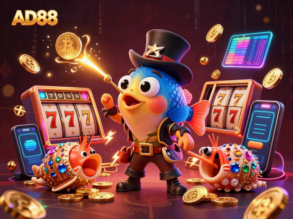 Experience the excitement of online gaming with AD88 in this vibrant, dynamic scene featuring rich character illustrations.
