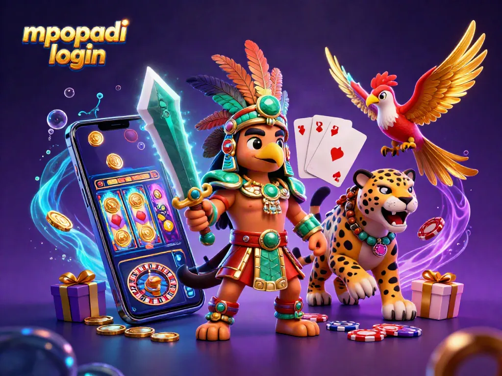 Experience the thrill of gaming with mpopadi login, featuring vibrant characters and dynamic casino elements.