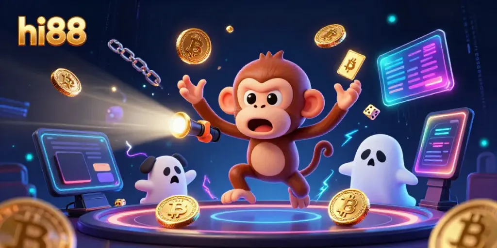 Experience spirited gaming with hi88 in a vibrant 3D casino scene filled with magical elements.