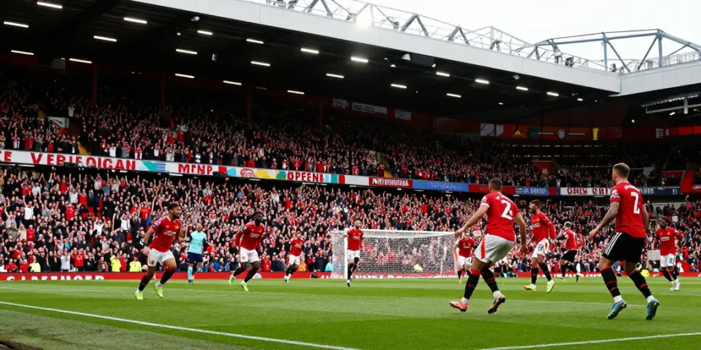 Intense confrontation between Manchester United and Liverpool on the pitch, showcasing the rivalry's rich history.