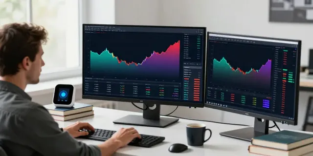 tradingview官网 - Engaged trader analyzing market data in a modern financial workspace.